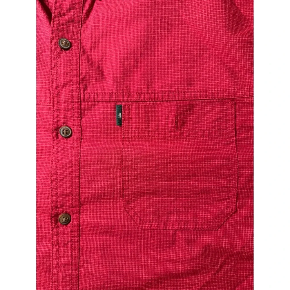 GH Bass & Co Mens Red‎ Short Sleeve Button Down Shirt Large 5277003 Crosshatch
